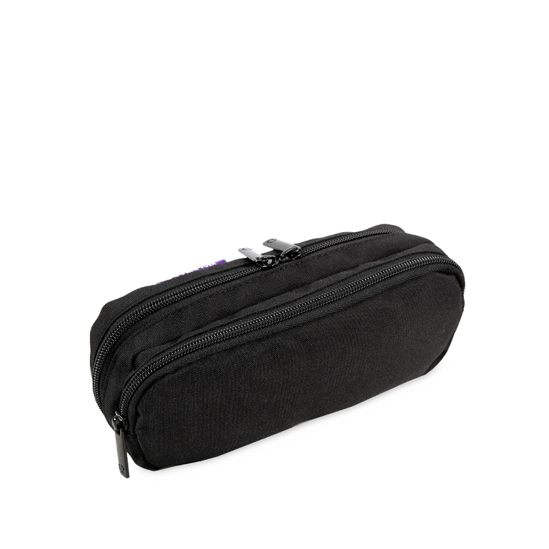 J World Jojo Double Compartment Pencil Case in Black — back view # color_Black