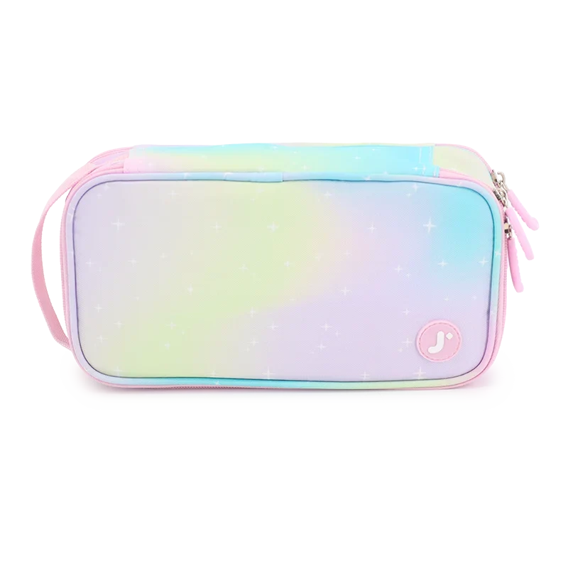 J World Doodle Pencil Case with Handle Strap in Aurora — front view # color_Aurora