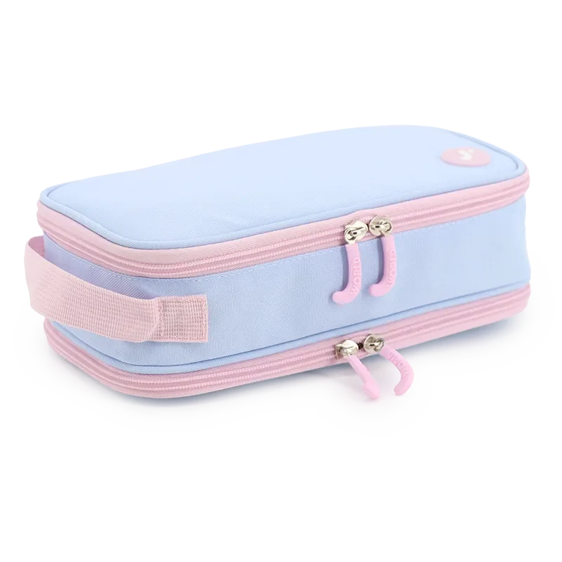 J World Doodle Pencil Case with Handle Strap in Baby Blue — angle view 2 # color_Baby Blue