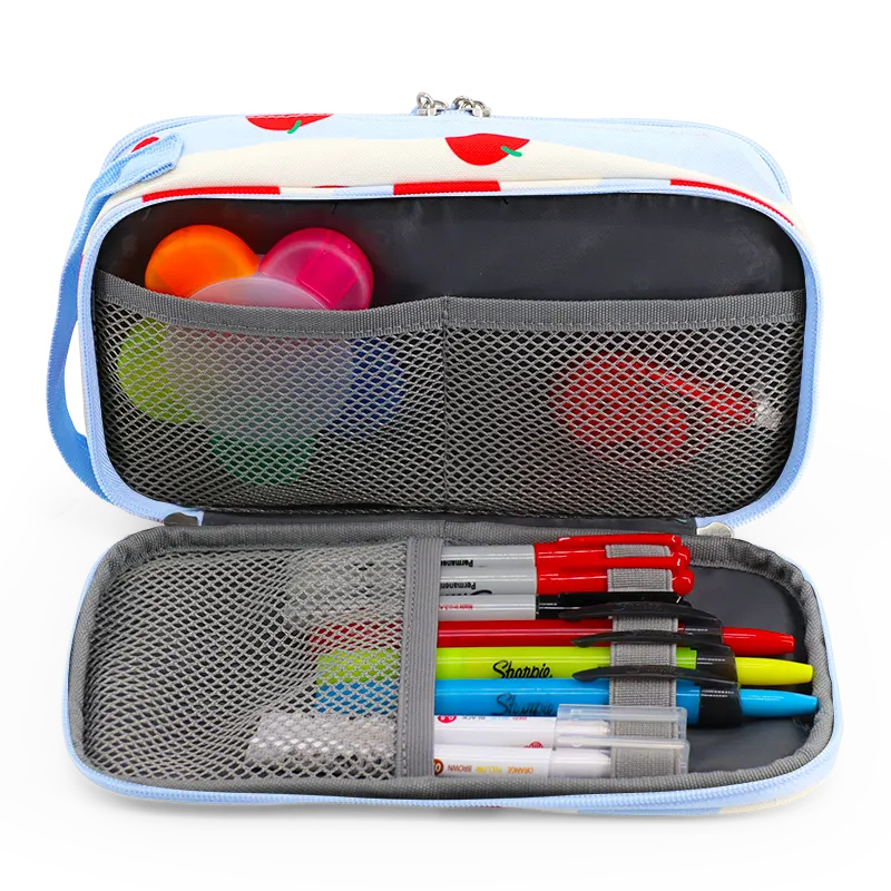 J World Doodle Pencil Case with Handle Strap in Floating Apple — interior view 3 # color_Floating Apple