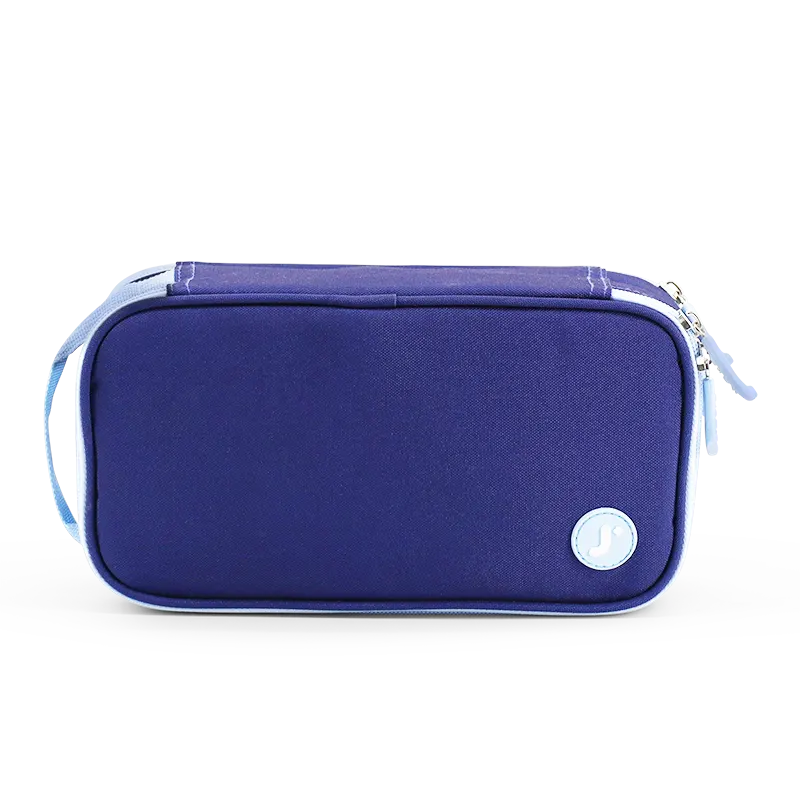 J World Doodle Pencil Case with Handle Strap in Navy — front view # color_Navy