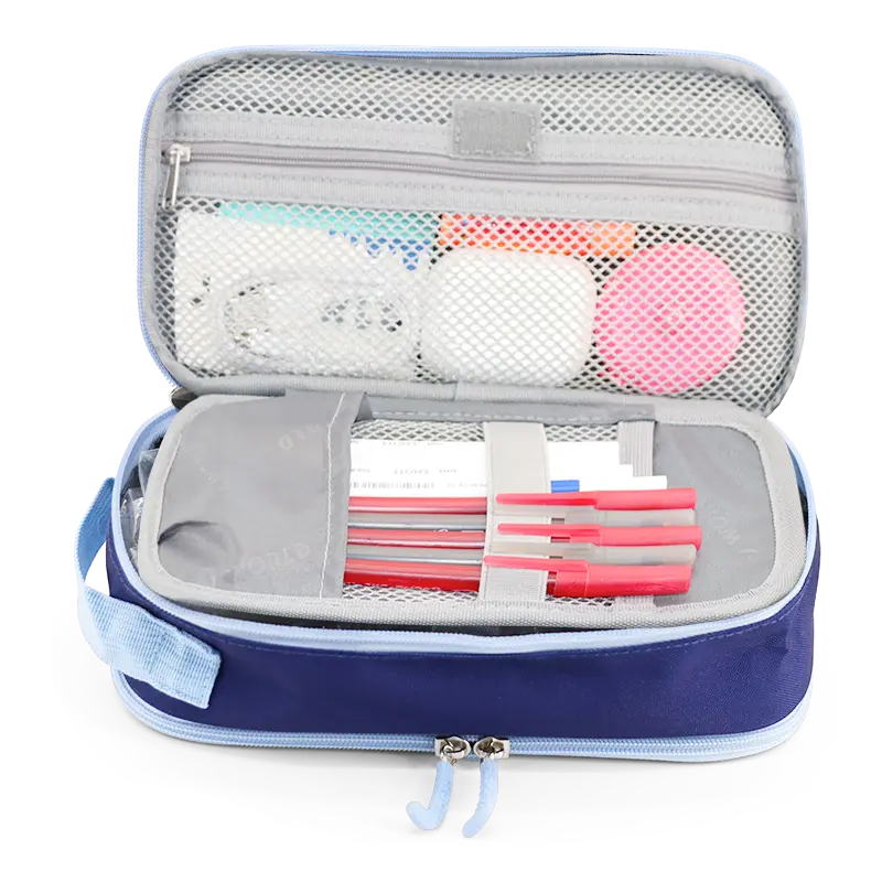 J World Doodle Pencil Case with Handle Strap in Navy — interior view # color_Navy
