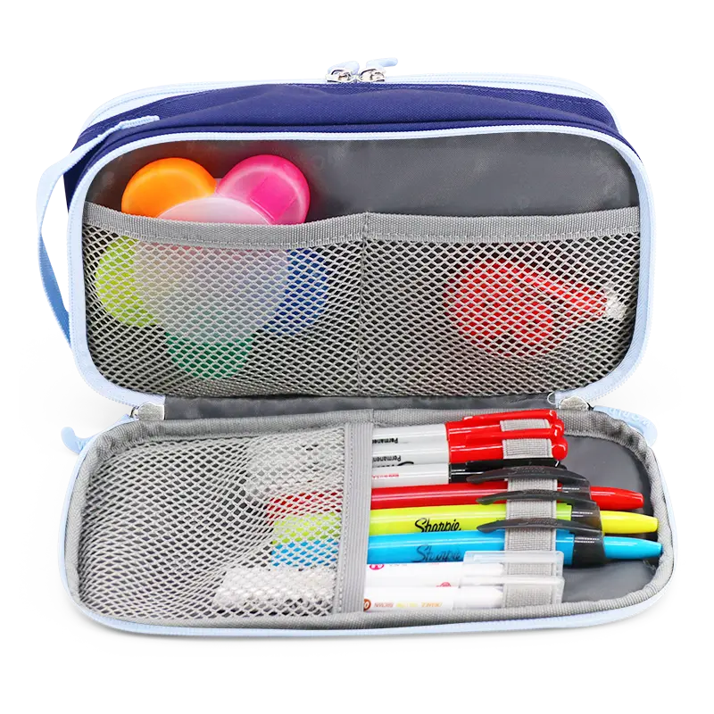 J World Doodle Pencil Case with Handle Strap in Navy — interior view 3 # color_Navy