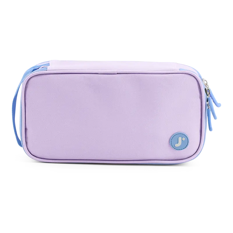 J World Doodle Pencil Case with Handle Strap in Purple — front view # color_Purple