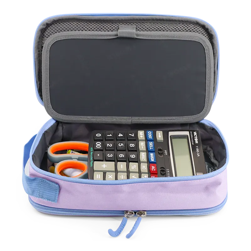 J World Doodle Pencil Case with Handle Strap in Purple — interior view 2 # color_Purple