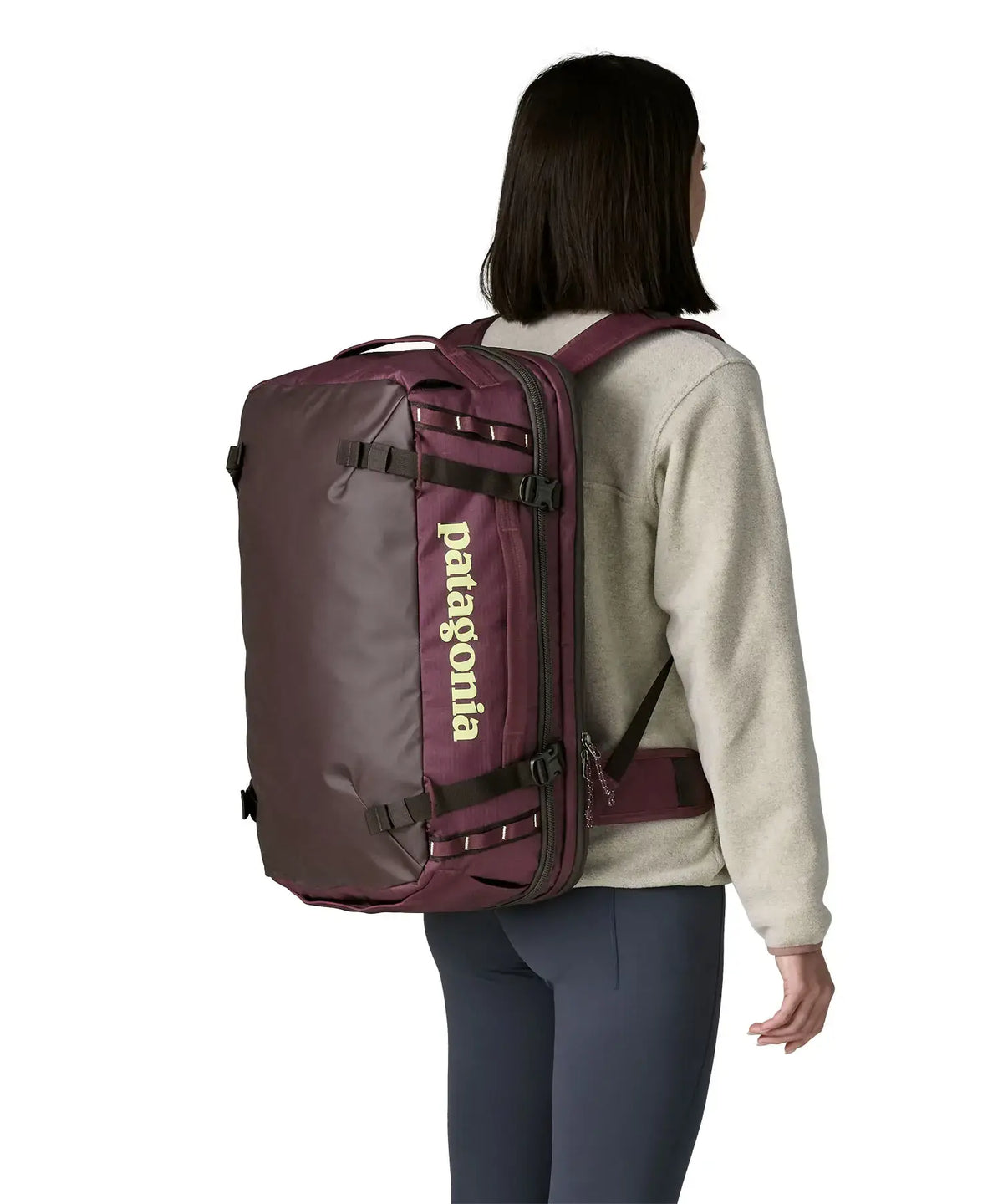 Patagonia Black Hole MLC Pack 45L in Berry Fig — lifestyle
