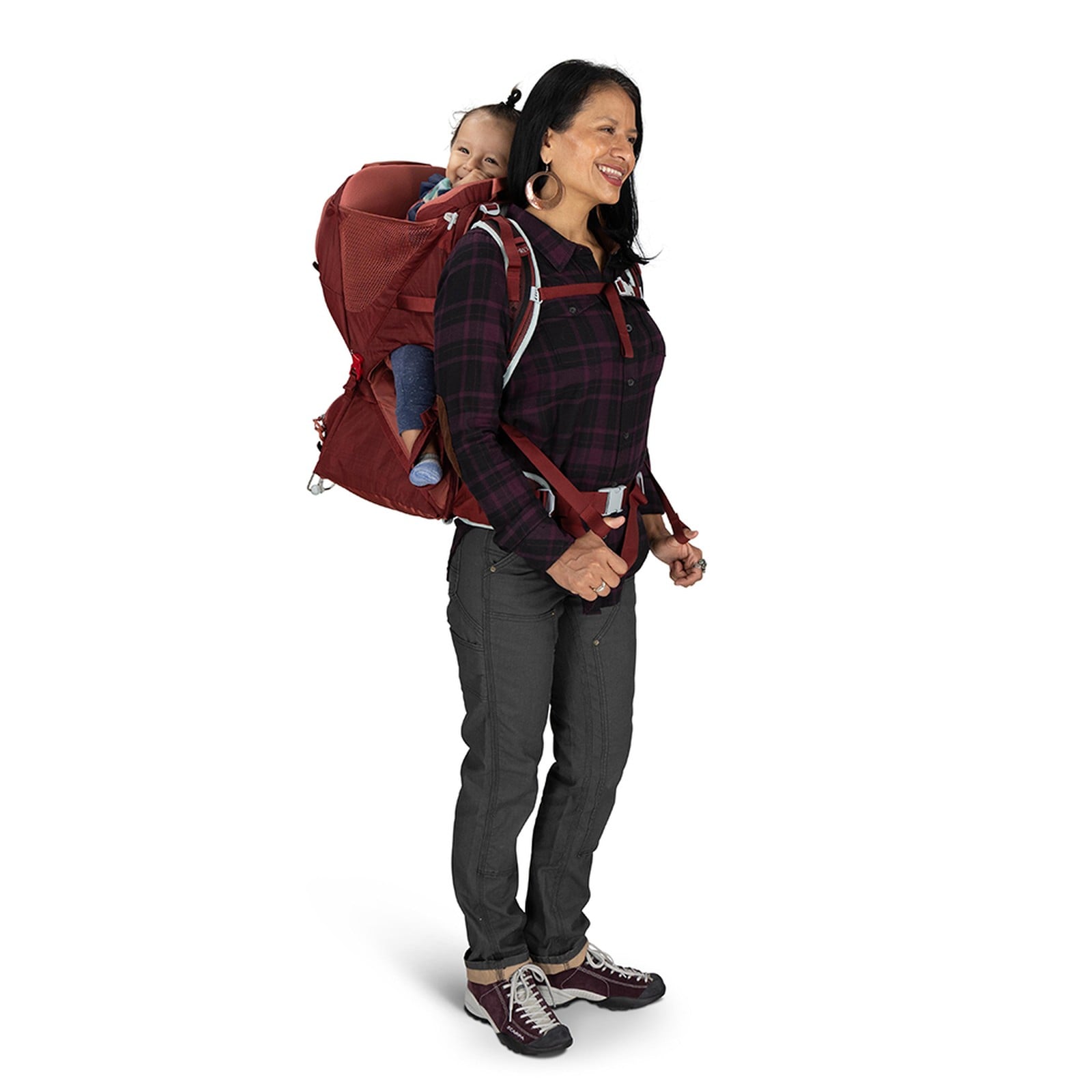 Osprey Poco LT Child Carrier 25L in Red Mountain — lifestyle