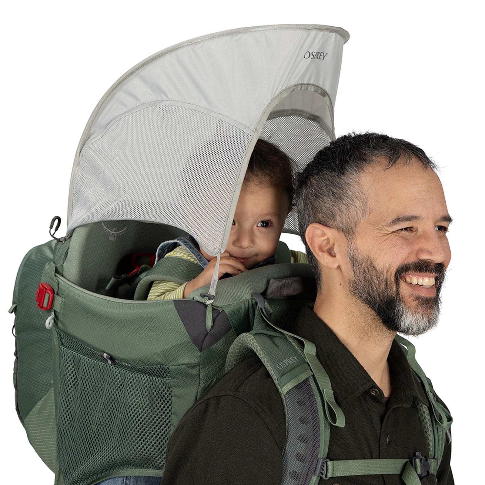 Osprey Poco Premium Child Carrier 36L in Koseret Green — detail view