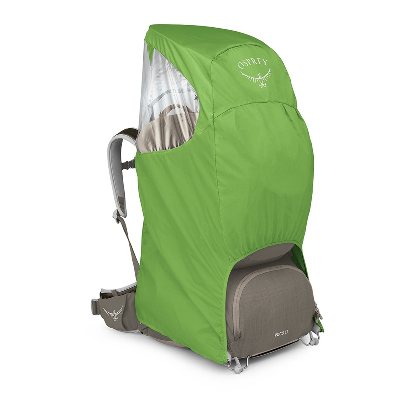 Osprey Poco LT Child Carrier 25L in Tan Concrete — angle view 3