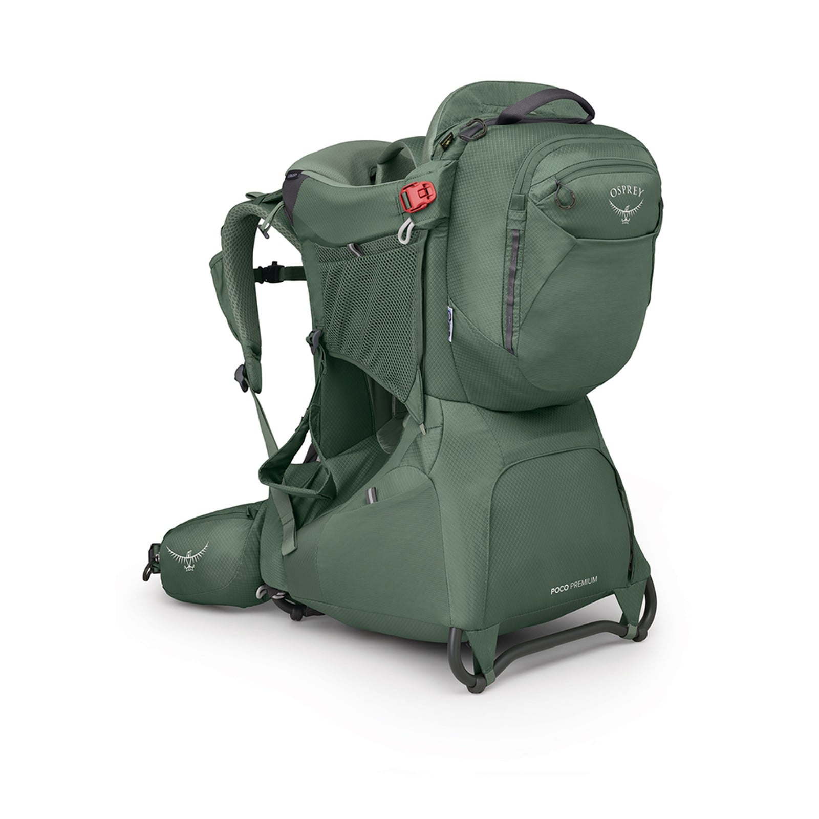 Osprey Poco Premium Child Carrier 36L in Koseret Green — angle view 2