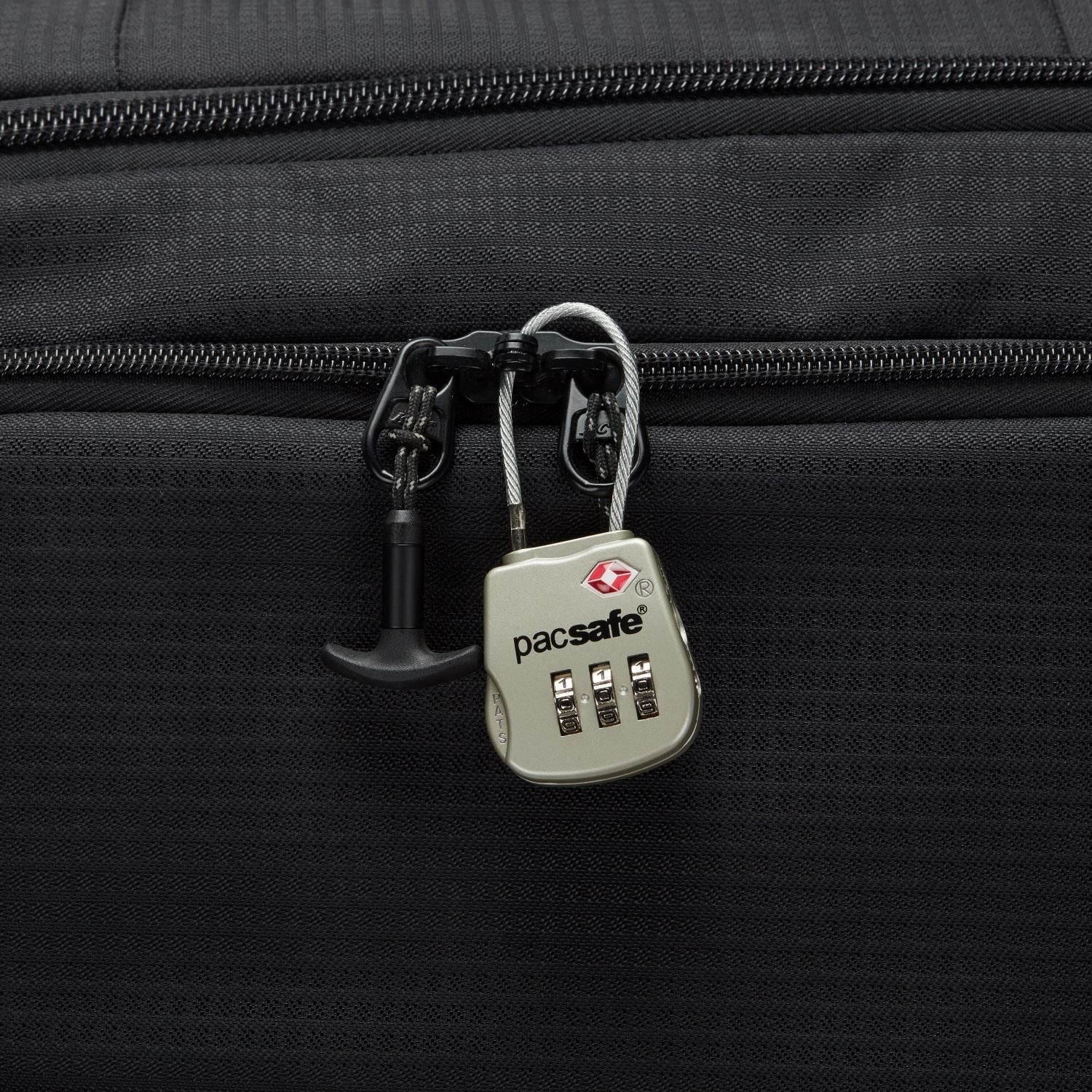Pacsafe Prosafe® 800 Travel Sentry® Approved Combination Cable Padlock in Silver — detail view