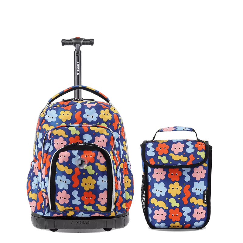 J World Lollipop Kids Rolling Backpack With Lunch Bag (16 Inch) in Baby Cloud — front view # color_Baby Cloud