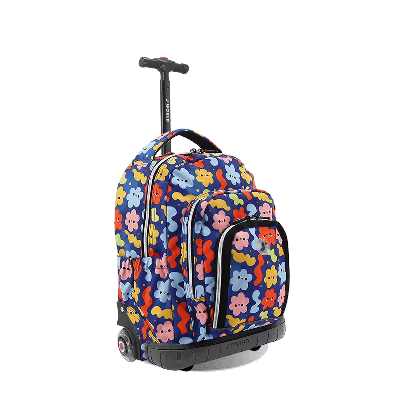 J World Lollipop Kids Rolling Backpack With Lunch Bag (16 Inch) in Baby Cloud — angle view 2 # color_Baby Cloud