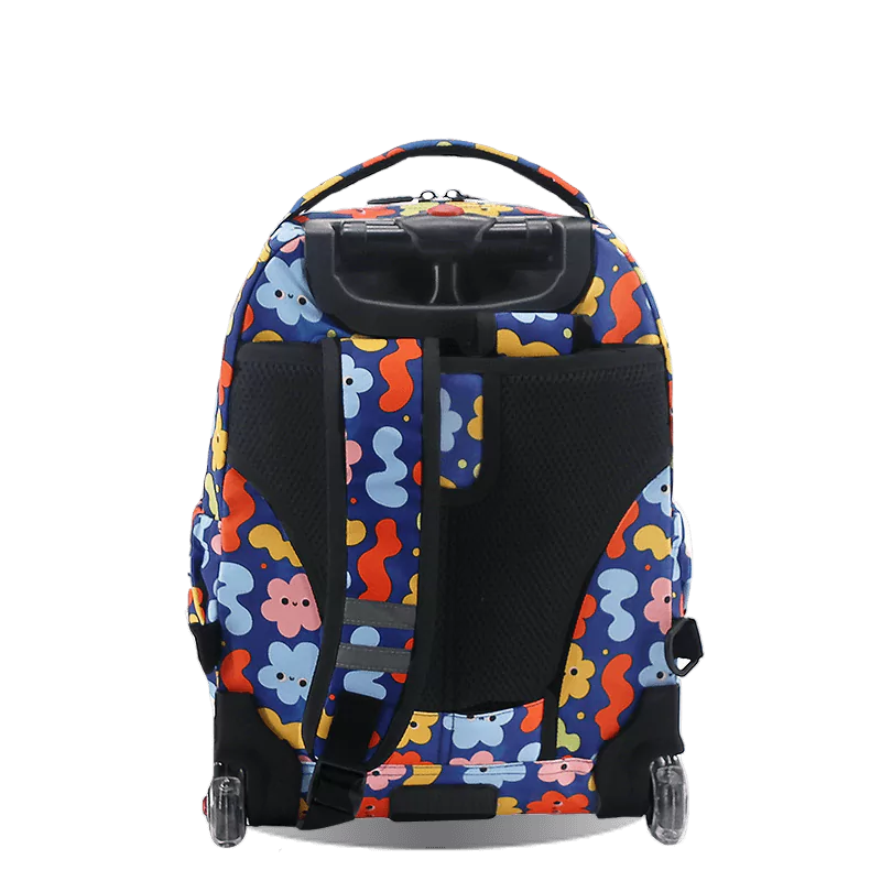 J World Lollipop Kids Rolling Backpack With Lunch Bag (16 Inch) in Baby Cloud — back view # color_Baby Cloud