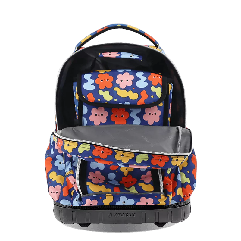J World Lollipop Kids Rolling Backpack With Lunch Bag (16 Inch) in Baby Cloud — angle view 3 # color_Baby Cloud