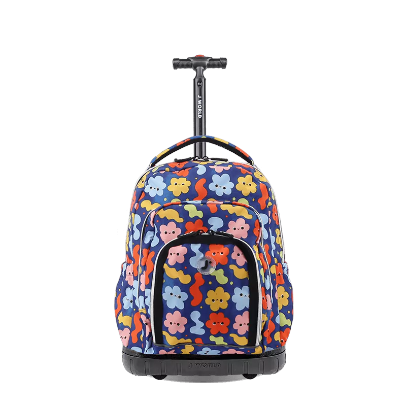 J World Lollipop Kids Rolling Backpack With Lunch Bag (16 Inch) in Baby Cloud — front view 2 # color_Baby Cloud