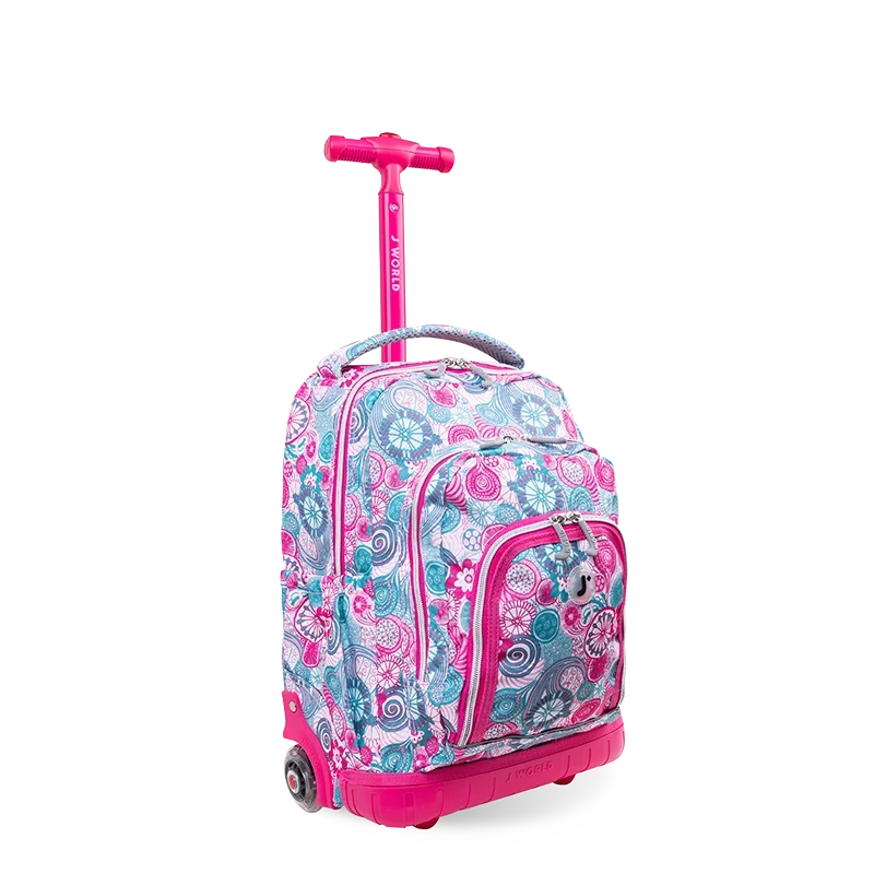 J World Lollipop Kids Rolling Backpack With Lunch Bag (16 Inch) in Blue Raspberry — angle view 2 # color_Blue Raspberry