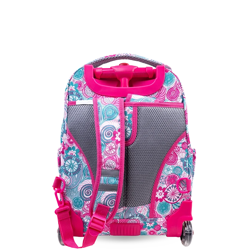 J World Lollipop Kids Rolling Backpack With Lunch Bag (16 Inch) in Blue Raspberry — back view # color_Blue Raspberry