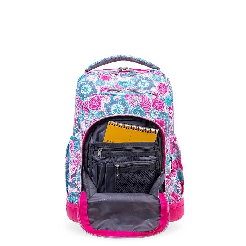 J World Lollipop Kids Rolling Backpack With Lunch Bag (16 Inch) in Blue Raspberry — detail view # color_Blue Raspberry