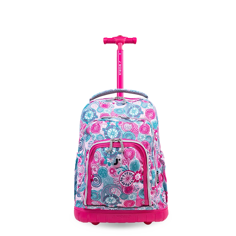 J World Lollipop Kids Rolling Backpack With Lunch Bag (16 Inch) in Blue Raspberry — front view 2 # color_Blue Raspberry