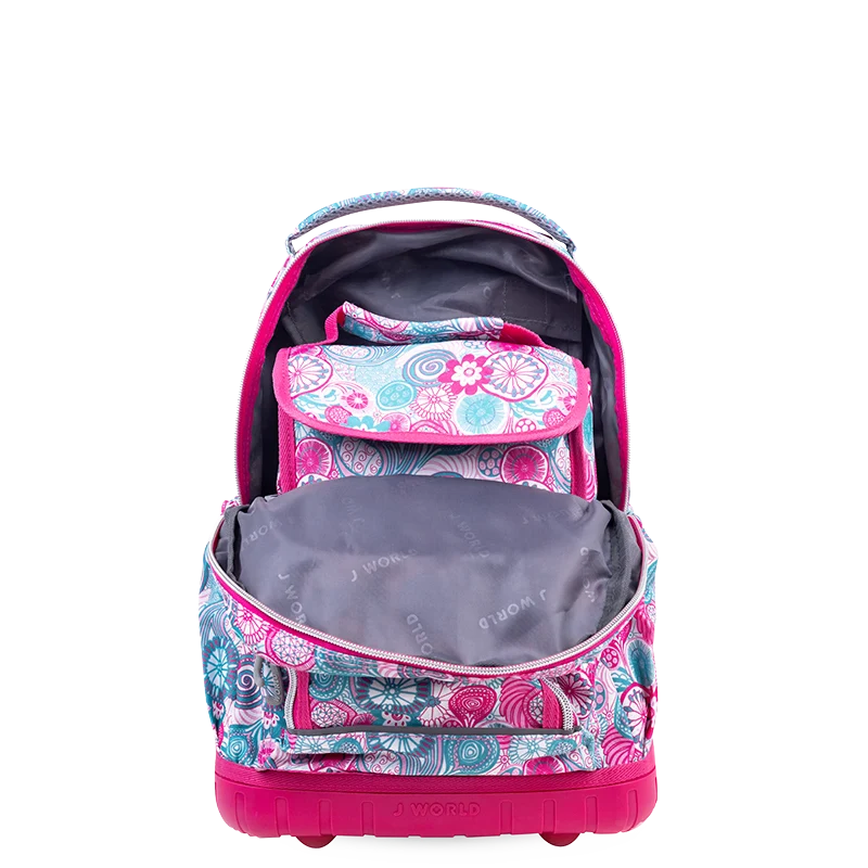 J World Lollipop Kids Rolling Backpack With Lunch Bag (16 Inch) in Blue Raspberry — angle view 3 # color_Blue Raspberry