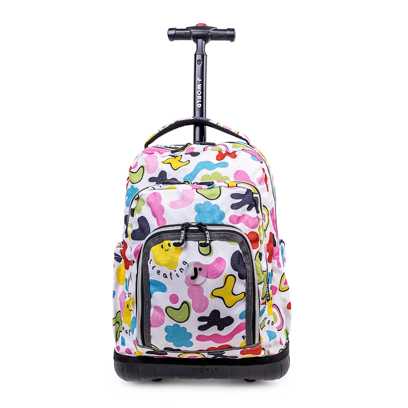 J World Lollipop Kids Rolling Backpack With Lunch Bag (16 Inch) in Kiddo — front view 2 # color_Kiddo