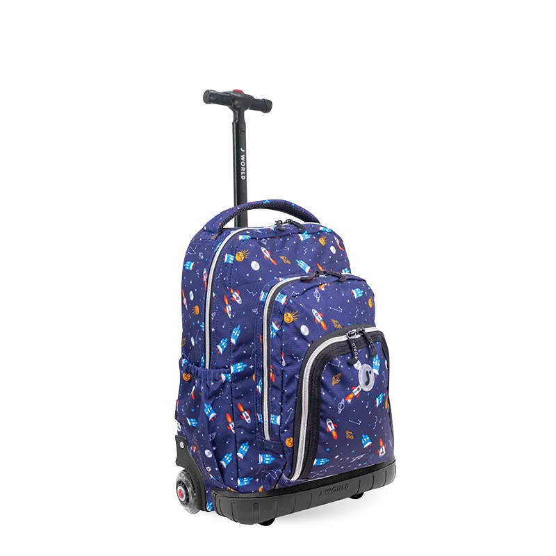 J World Lollipop Kids Rolling Backpack With Lunch Bag (16 Inch) in Spaceship — angle view 2 # color_Spaceship