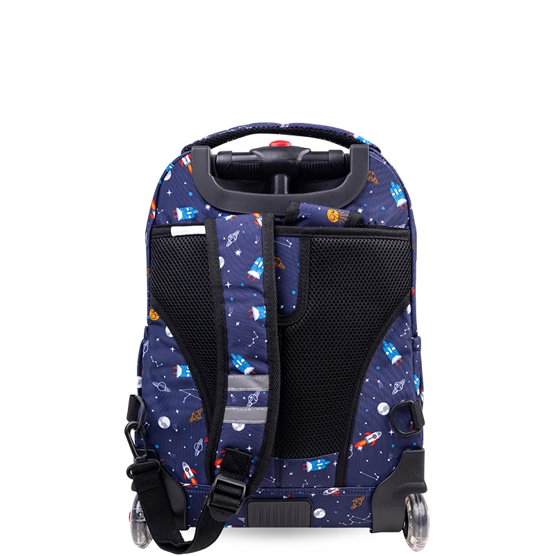 J World Lollipop Kids Rolling Backpack With Lunch Bag (16 Inch) in Spaceship — back view # color_Spaceship