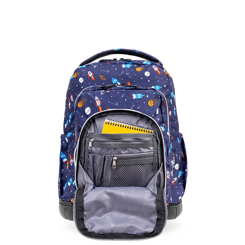J World Lollipop Kids Rolling Backpack With Lunch Bag (16 Inch) in Spaceship — detail view # color_Spaceship