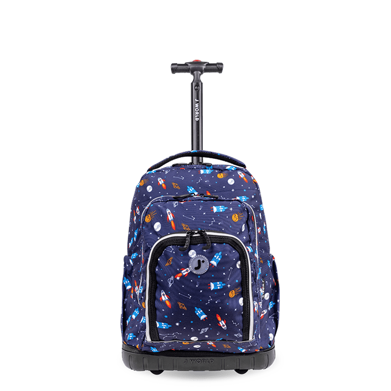 J World Lollipop Kids Rolling Backpack With Lunch Bag (16 Inch) in Spaceship — front view 2 # color_Spaceship