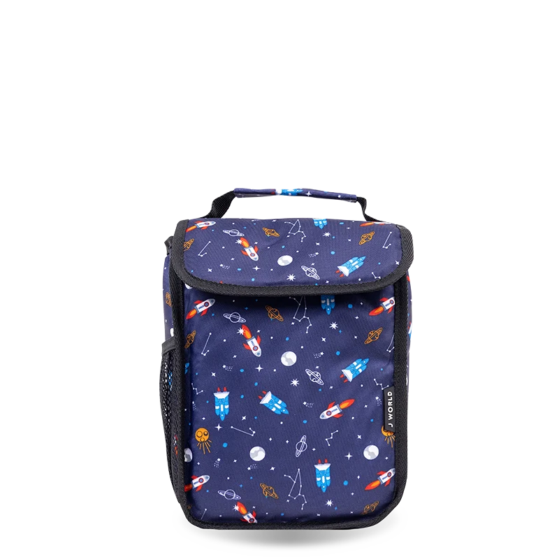 J World Lollipop Kids Rolling Backpack With Lunch Bag (16 Inch) in Spaceship — front view 3 # color_Spaceship