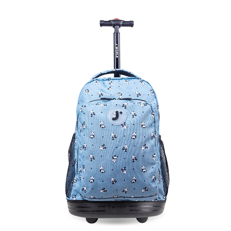 J World Sunny Rolling Backpack (17 Inch) in Panda — front view # color_Panda