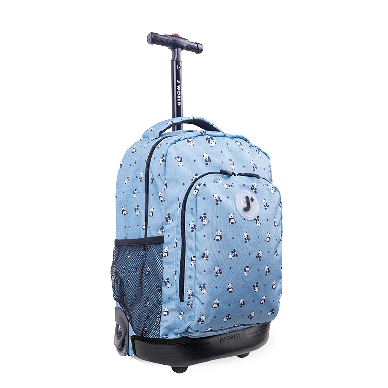 J World Sunny Rolling Backpack (17 Inch) in Panda — angle view 2 # color_Panda