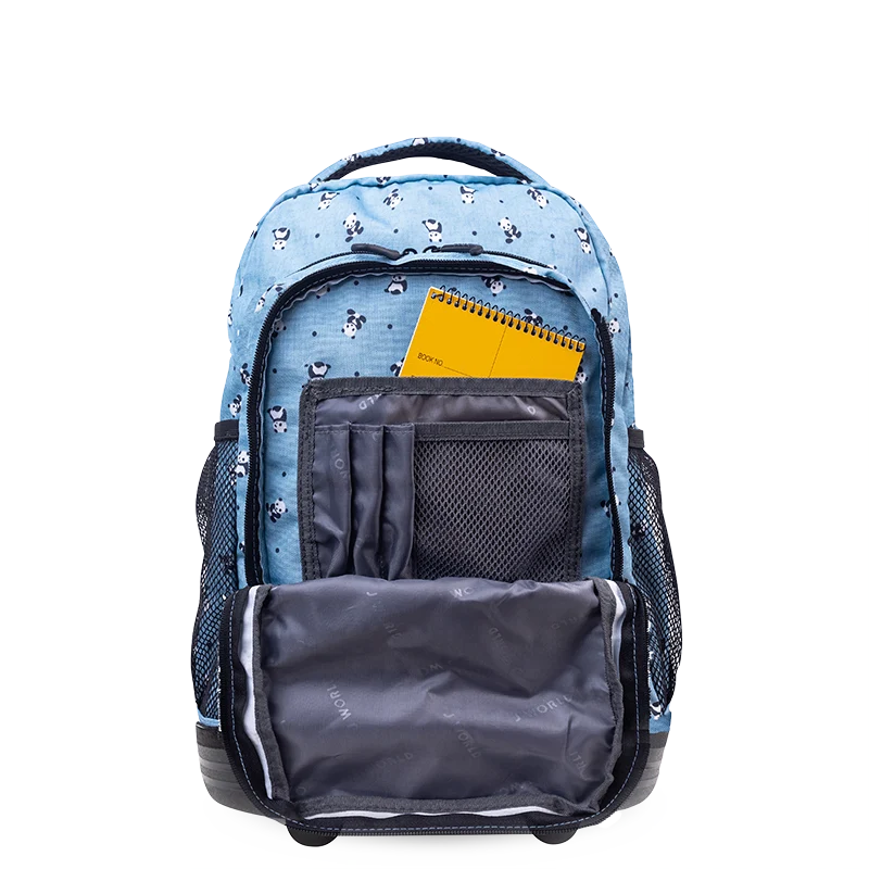 J World Sunny Rolling Backpack (17 Inch) in Panda — detail view # color_Panda