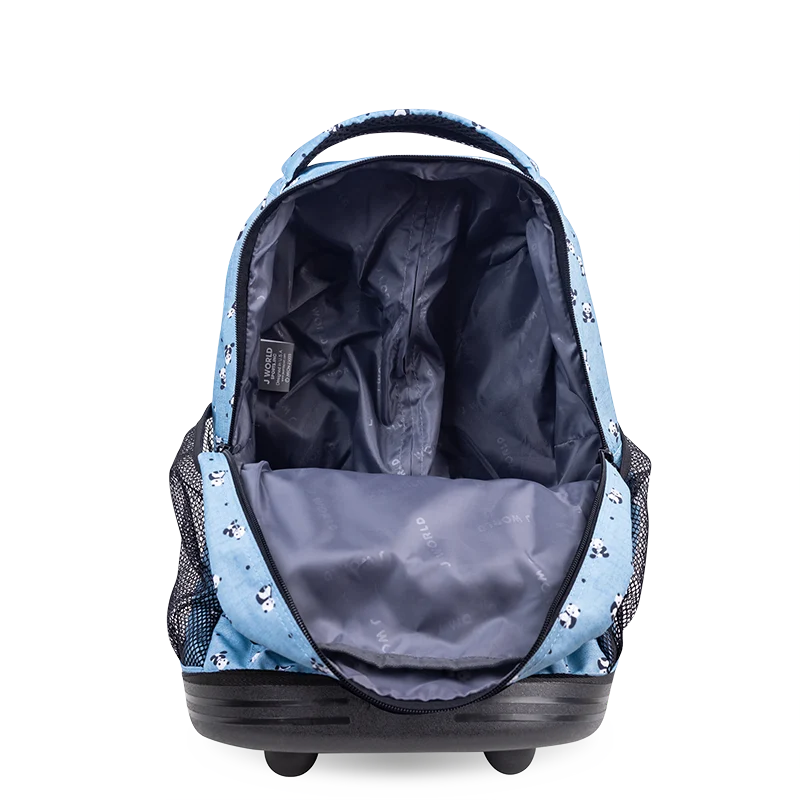 J World Sunny Rolling Backpack (17 Inch) in Panda — interior view # color_Panda