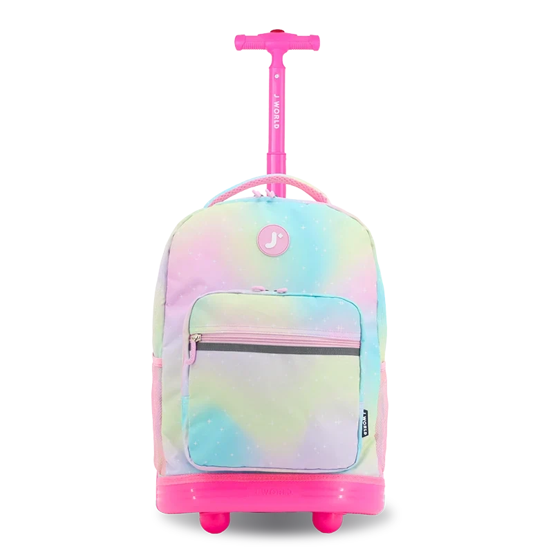 J World Sunrise Rolling Backpack (18 Inch) in Aurora — front view # color_Aurora