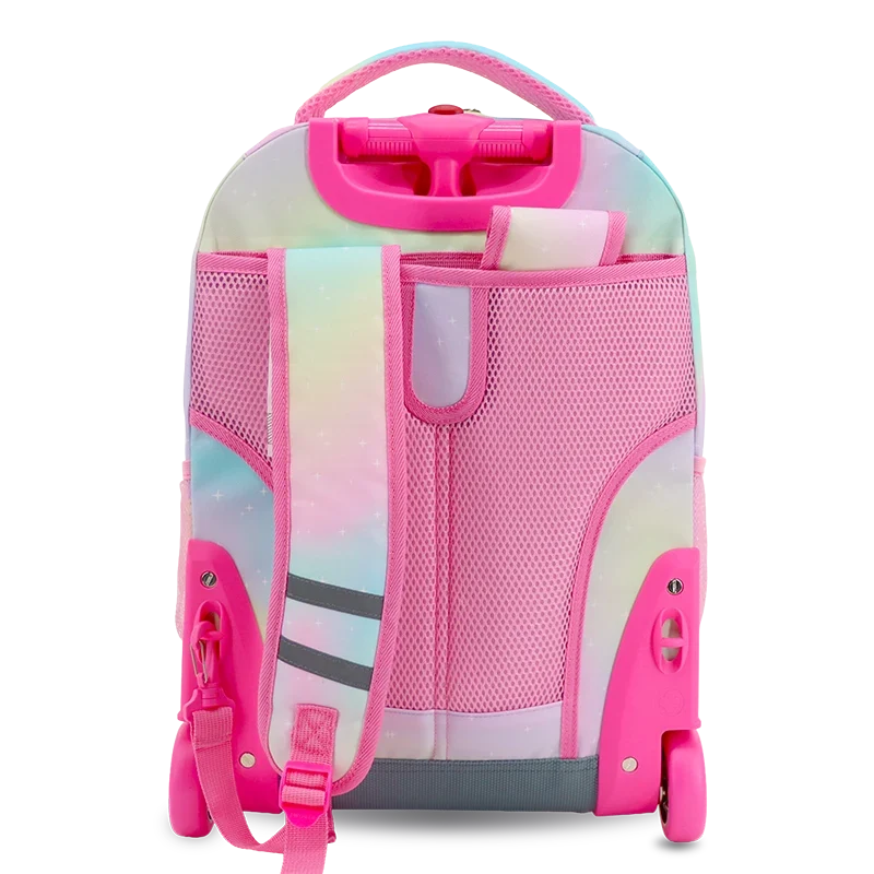 J World Sunrise Rolling Backpack (18 Inch) in Aurora — back view # color_Aurora