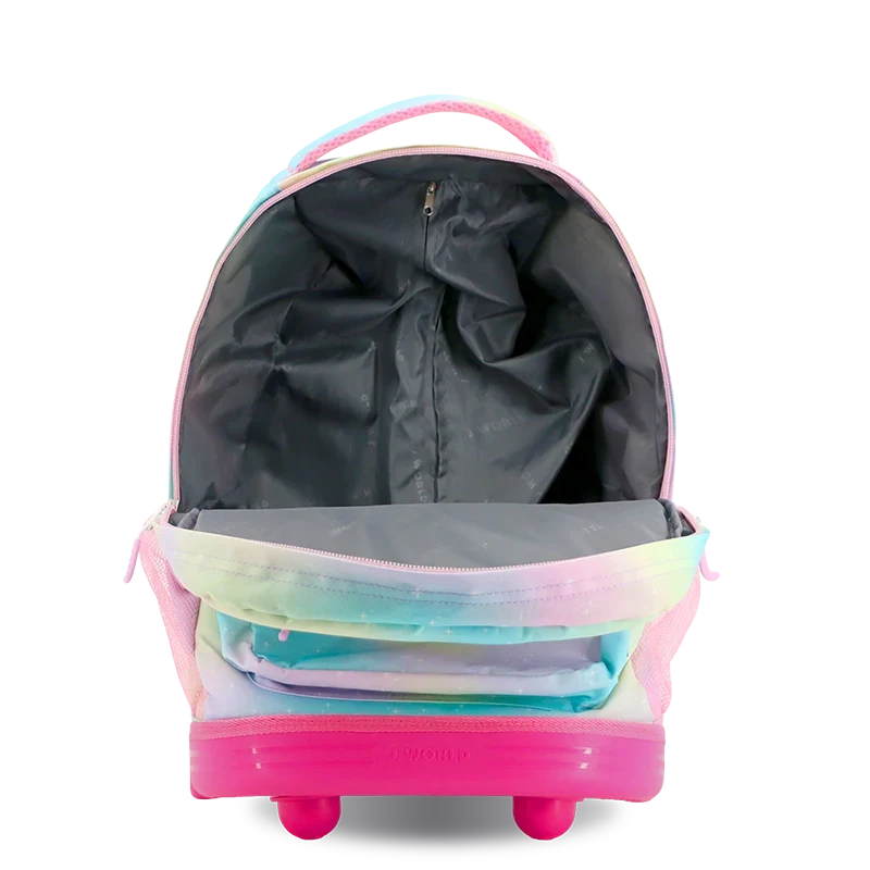 J World Sunrise Rolling Backpack (18 Inch) in Aurora — front view 2 # color_Aurora