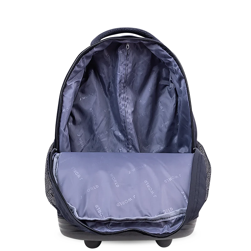 J World Sunrise Rolling Backpack (18 Inch) in Black — interior view # color_Black