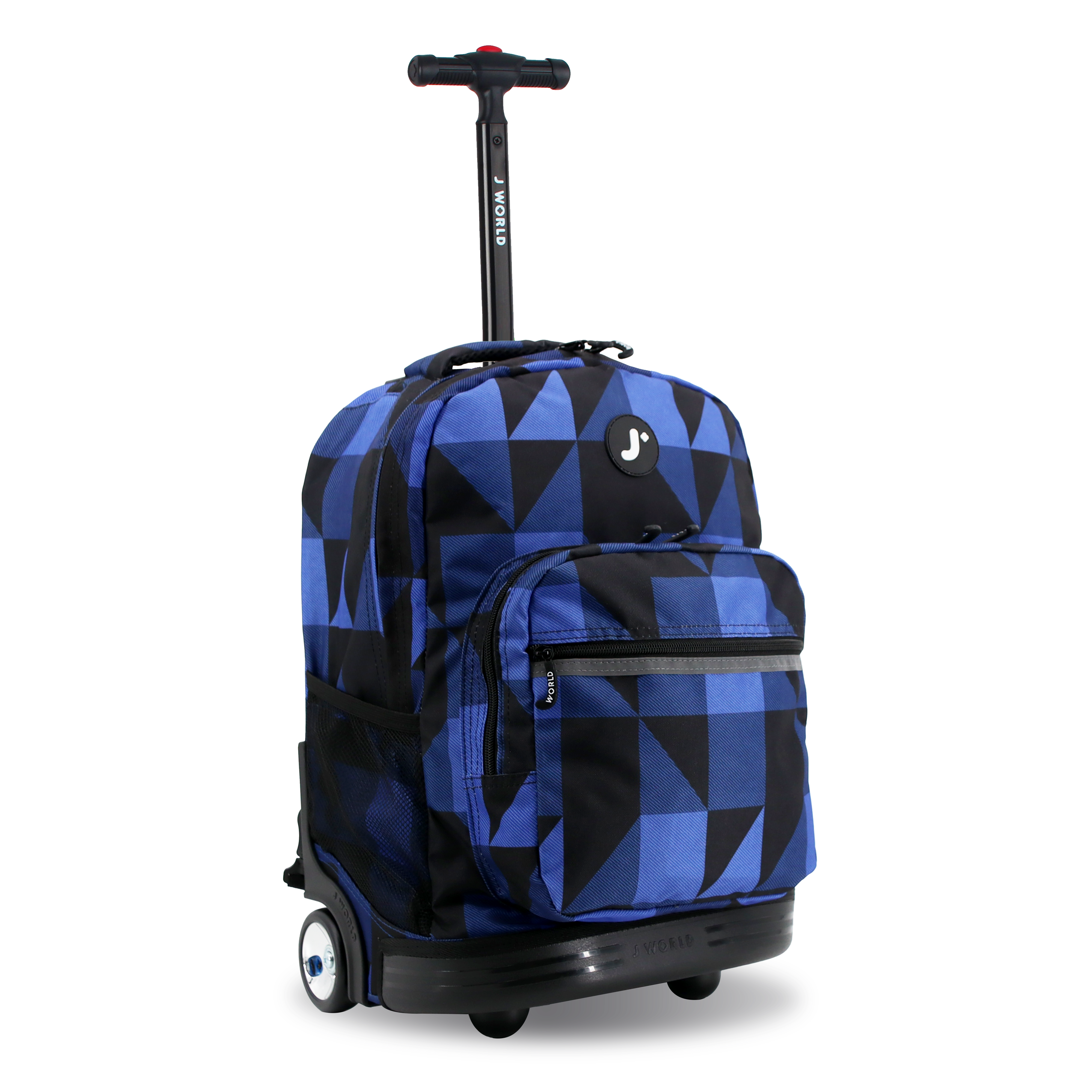 J World Sunrise Rolling Backpack (18 Inch) in Block Navy — angle view 2 # color_Block Navy