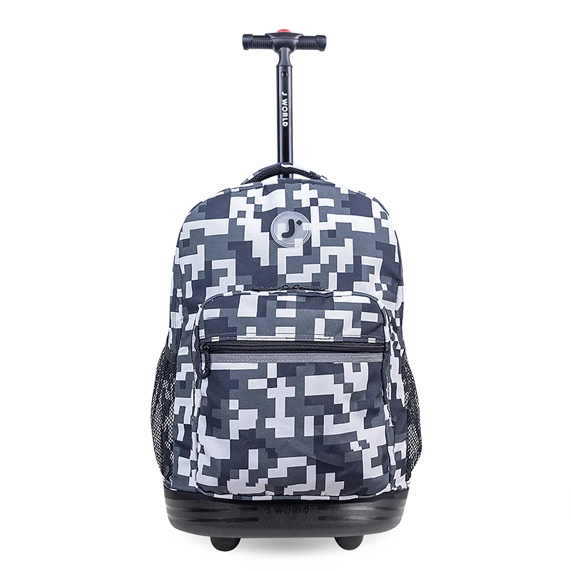 J World Sunrise Rolling Backpack (18 Inch) in Camo — front view # color_Camo