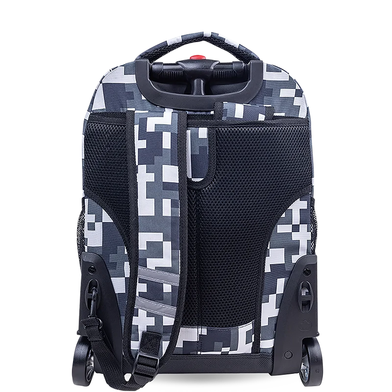 J World Sunrise Rolling Backpack (18 Inch) in Camo — back view # color_Camo