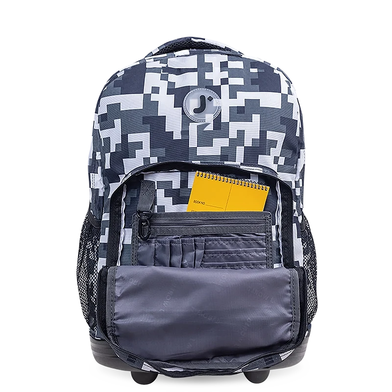 J World Sunrise Rolling Backpack (18 Inch) in Camo — detail view # color_Camo