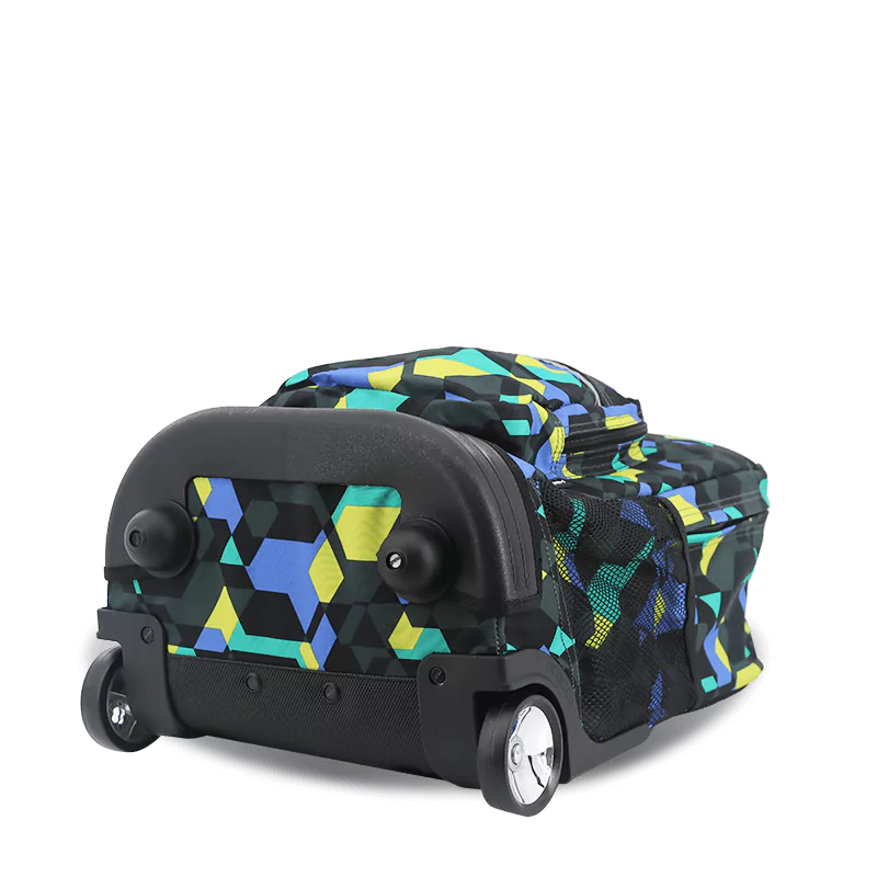 J World Sunrise Rolling Backpack (18 Inch) in Cubes — angle view 3 # color_Cubes