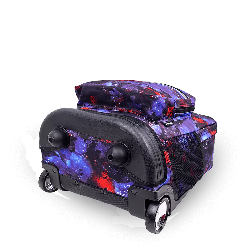 J World Sunrise Rolling Backpack (18 Inch) in Galaxy — angle view 3 # color_Galaxy