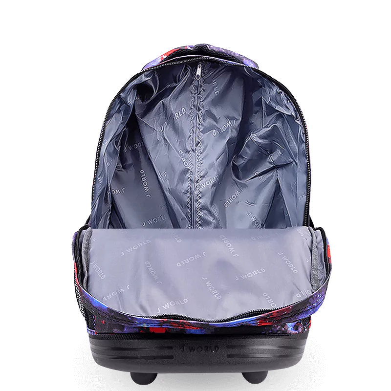 J World Sunrise Rolling Backpack (18 Inch) in Galaxy — interior view # color_Galaxy
