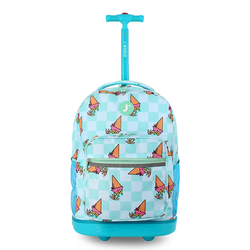 J World Sunrise Rolling Backpack (18 Inch) in Ice Cone — front view # color_Ice Cone