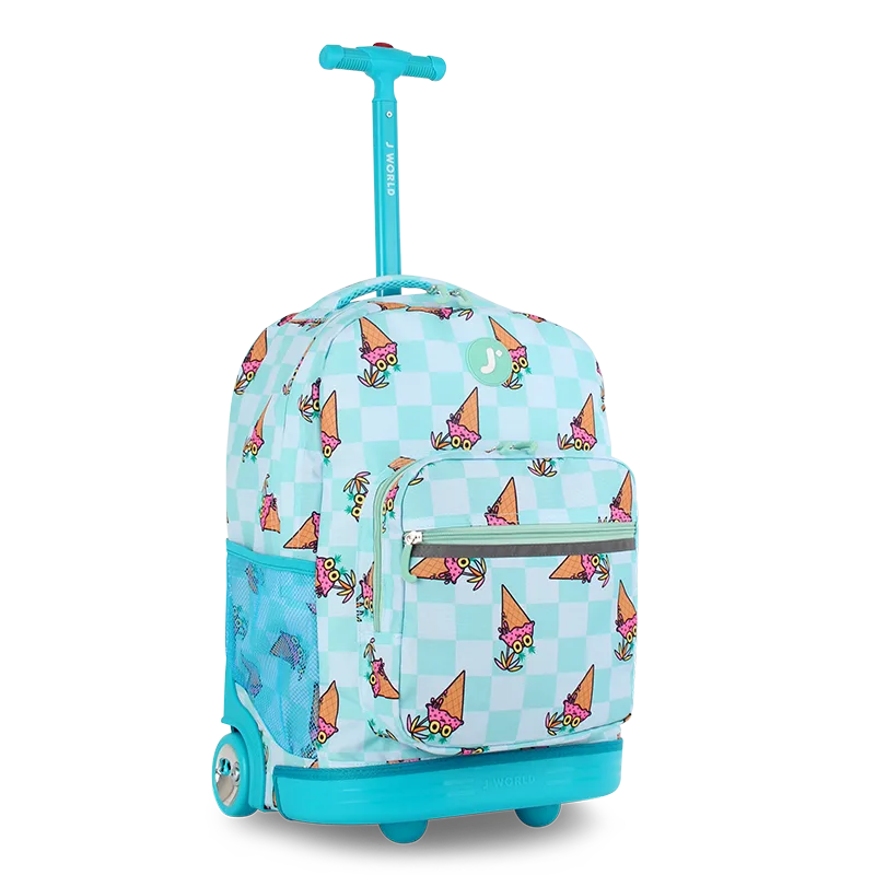 J World Sunrise Rolling Backpack (18 Inch) in Ice Cone — angle view 2 # color_Ice Cone