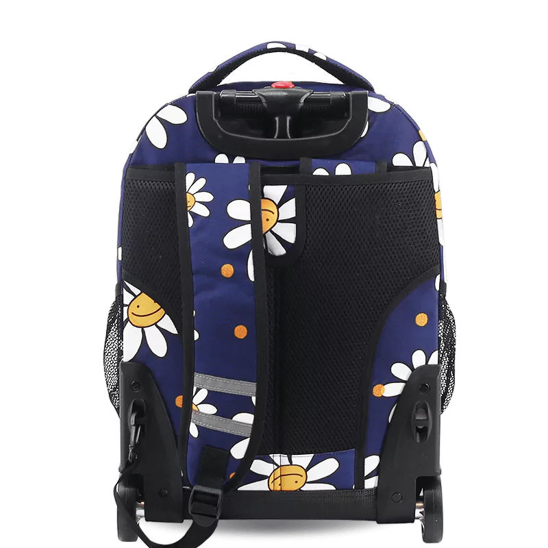 J World Sunrise Rolling Backpack (18 Inch) in Joy Daisy — back view # color_Joy Daisy