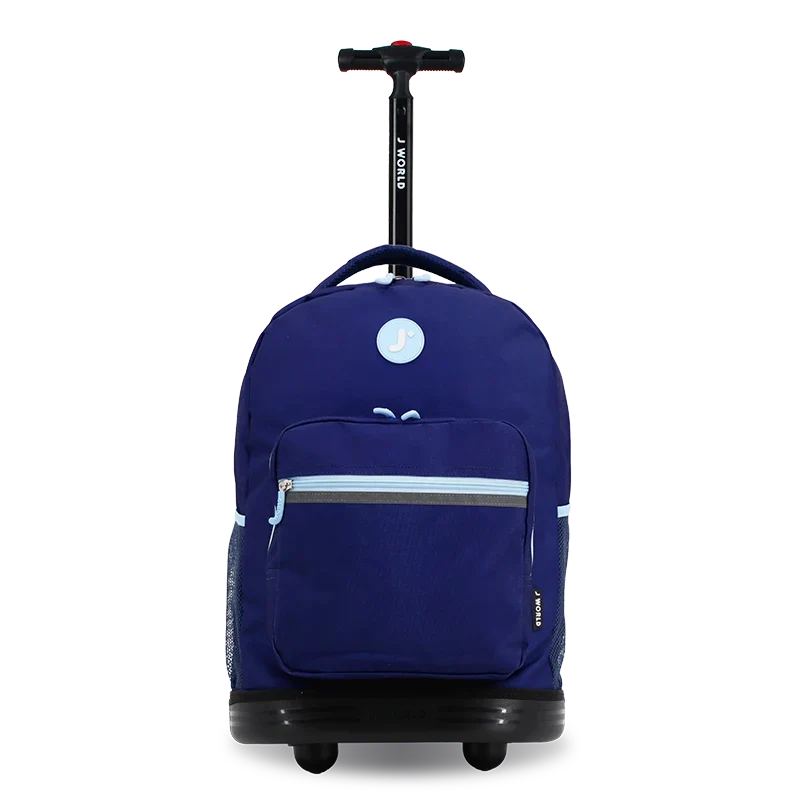 J World Sunrise Rolling Backpack (18 Inch) in Navy — front view # color_Navy